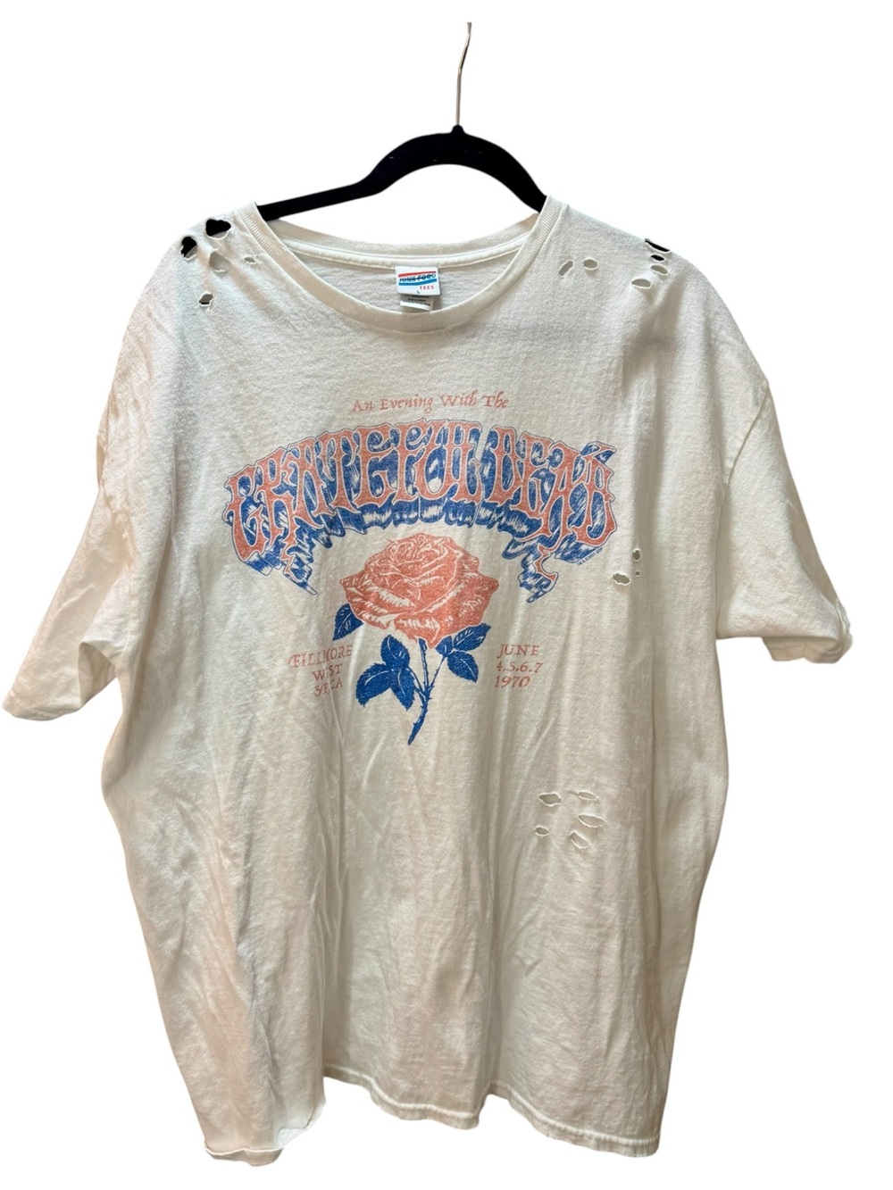 Grateful Dead -Junk Food Clothing Off-White Tee with Red & Blue Label